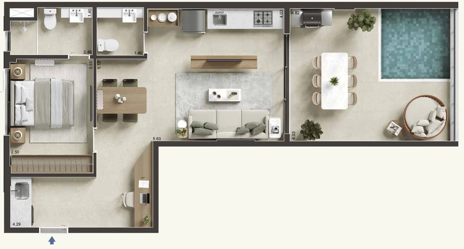 Planimetria 1001 · 72,63 m² · Jaguaripe 289