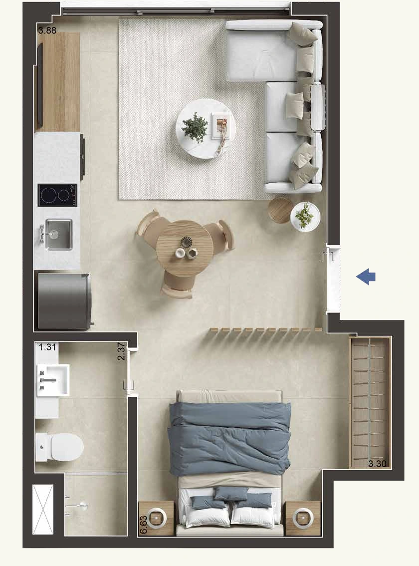 Floor plan 1002 · 31.47 m² · Jaguaripe 289