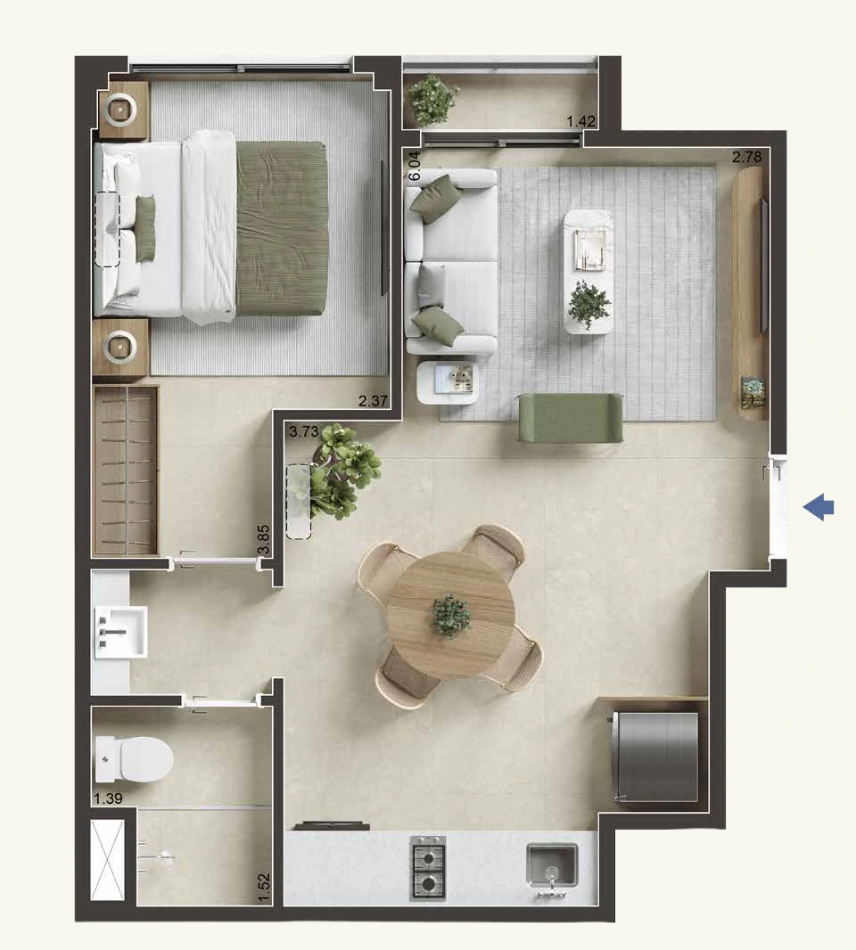 Floor plan 101 · 36.11 m² · Jaguaripe 289