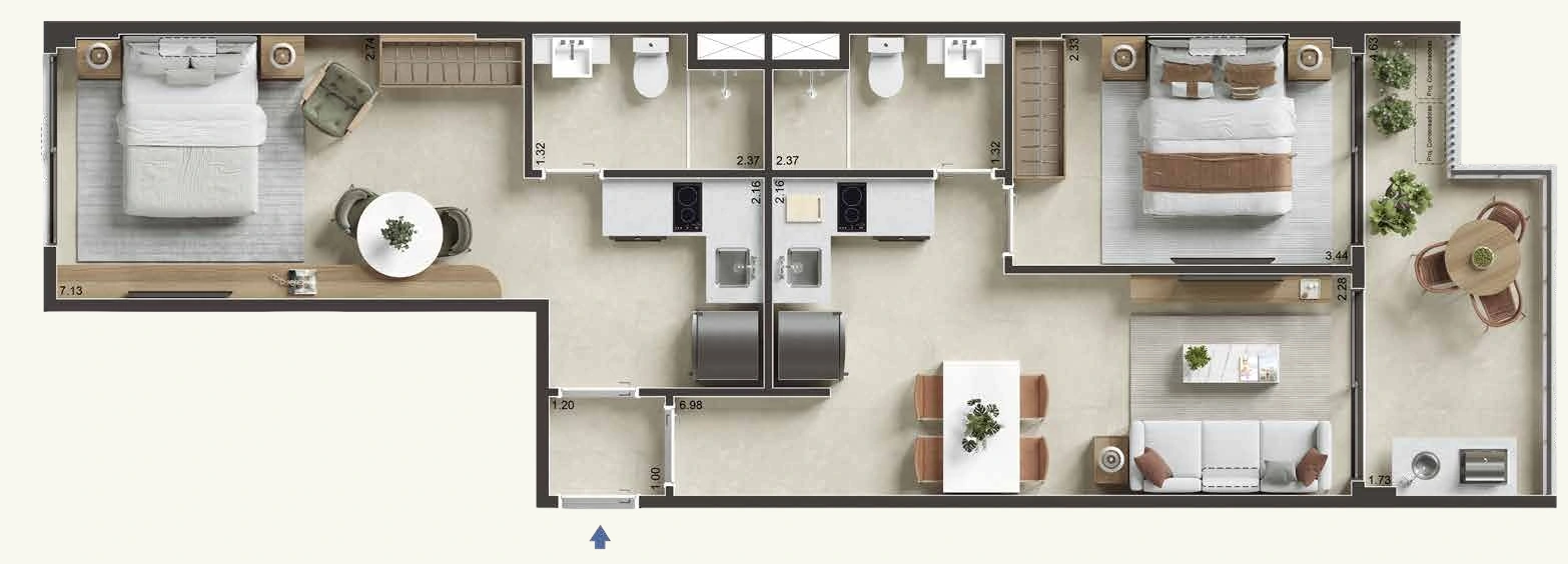 Floor plan 201–901 · 67.25 m² · Jaguaripe 289