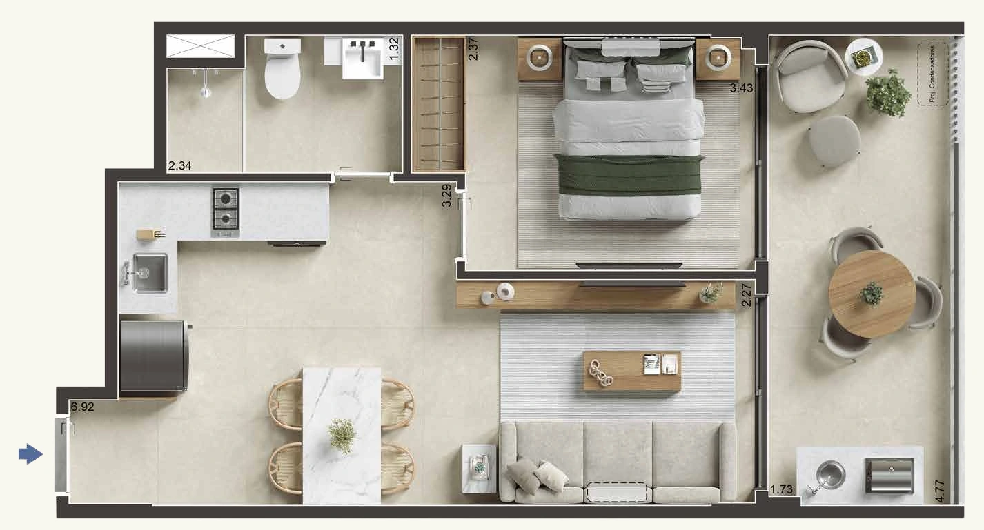 Floor plan 202–902 · 43.35 m² · Jaguaripe 289