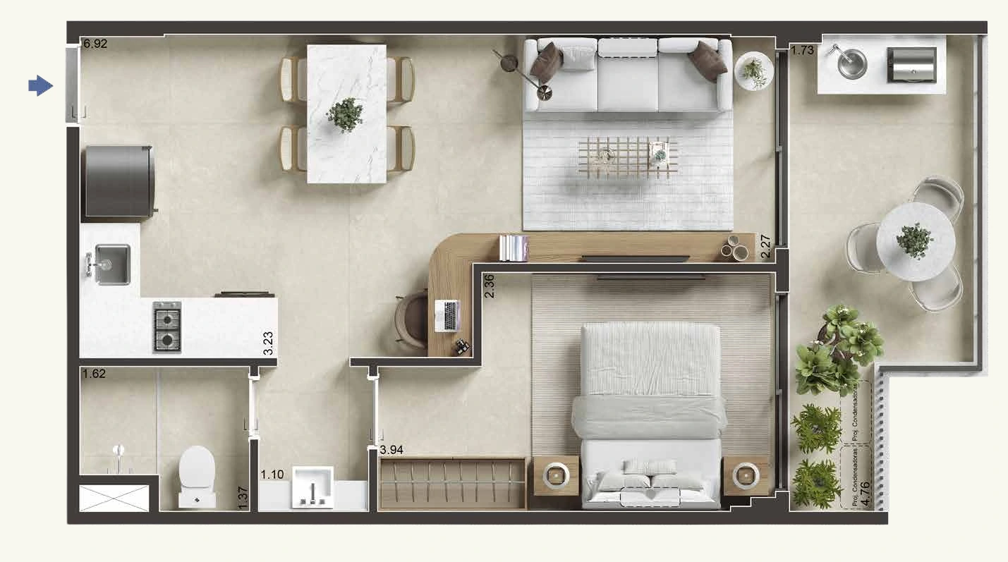 Floor plan 203–903 · 45.19 m² · Jaguaripe 289