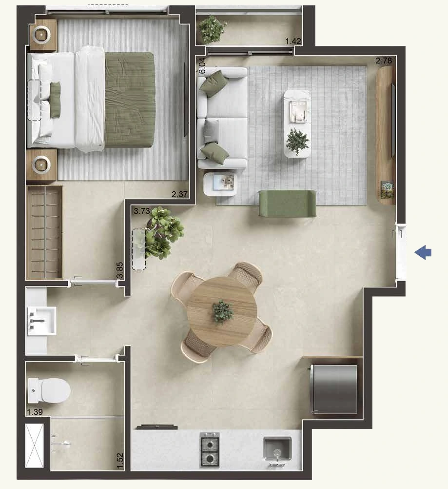 Floor plan 204–904 · 36.11 m² · Jaguaripe 289