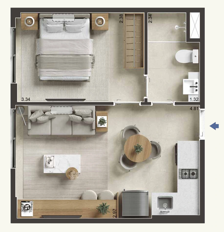 Floor plan 205–905 · 29.71 m² · Jaguaripe 289
