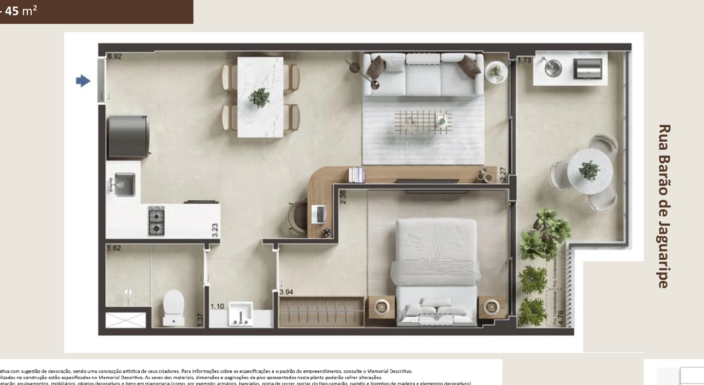45 m²